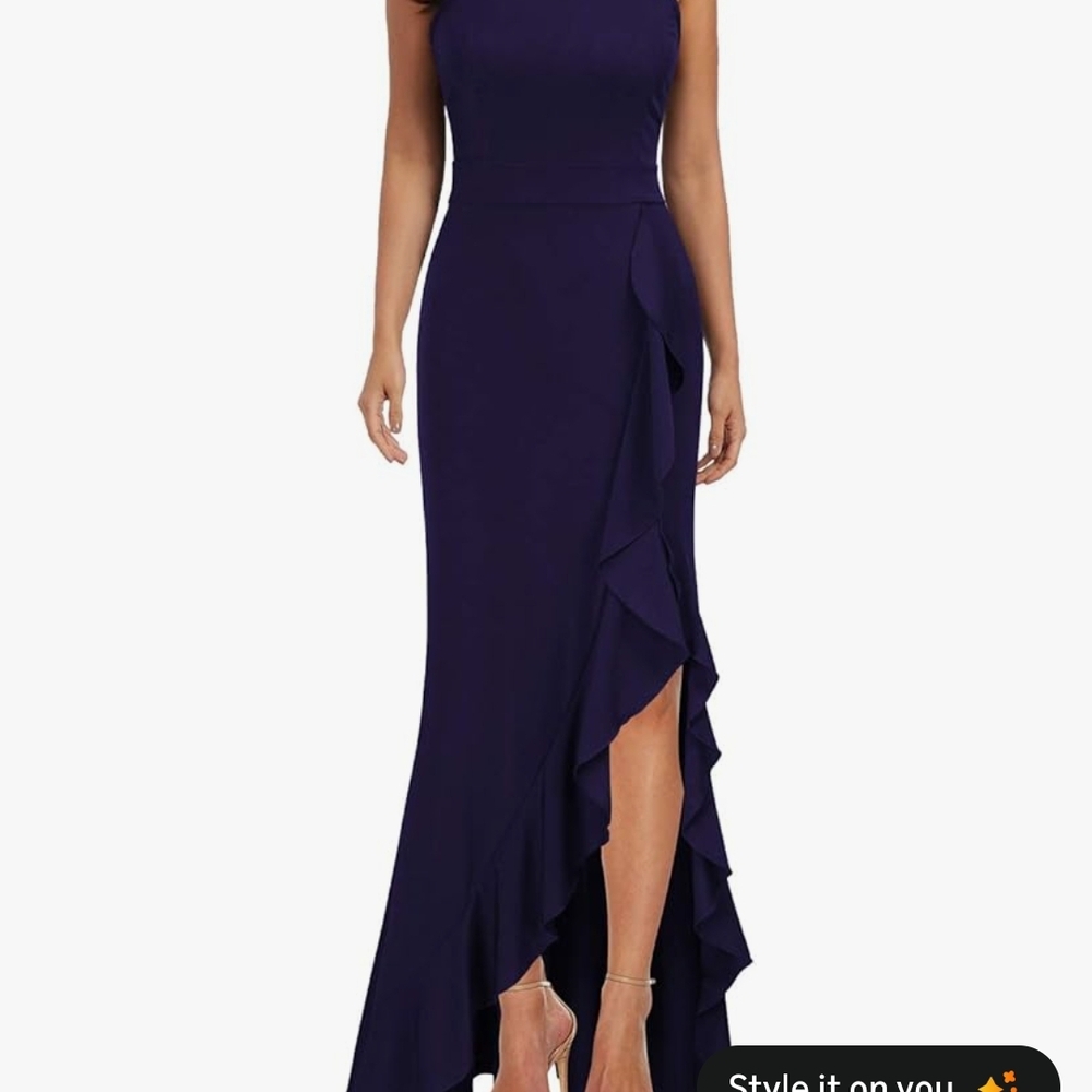 Amazon Elegant Navy High Low Dress - Picture 2 of 7